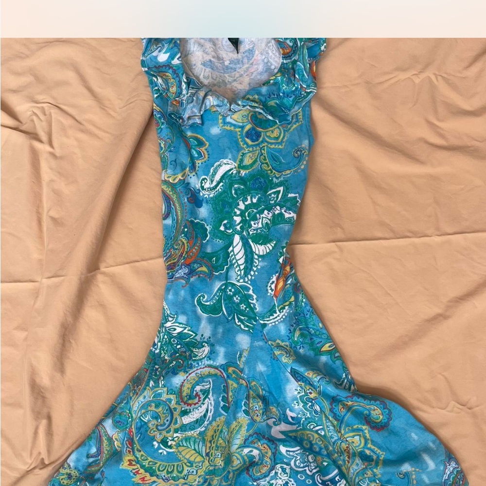 Ralph Lauren Blue and Green Paisley Top
